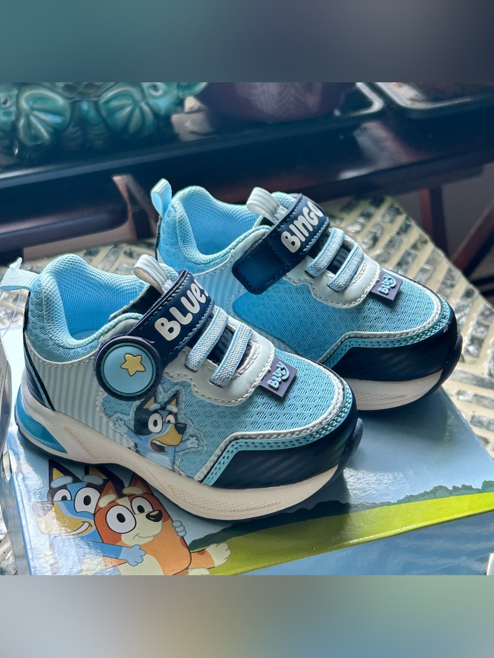 Bluey & Bingo Light-Up Toddler easy closing Athletic sneakers Shoes size 6 NEW